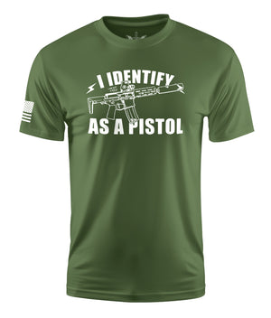 I Identify As A Pistol Short Sleeve Shirt Apparel and Accessories Military Green Cotton