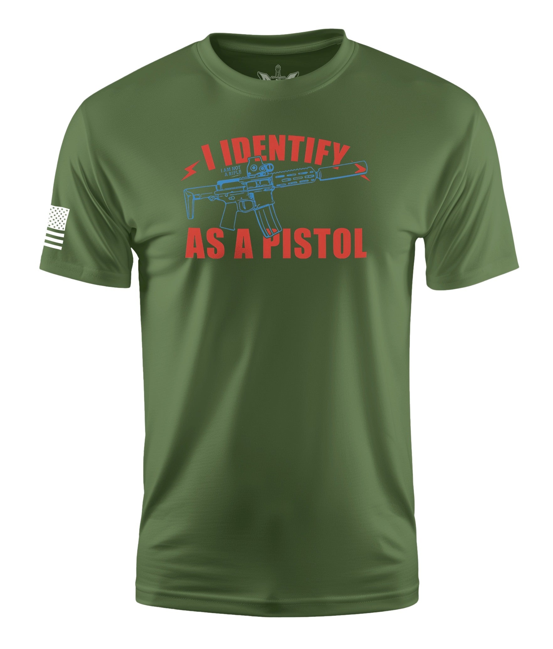 I Identify As A Pistol Short Sleeve Shirt Apparel and Accessories Military Green Cotton
