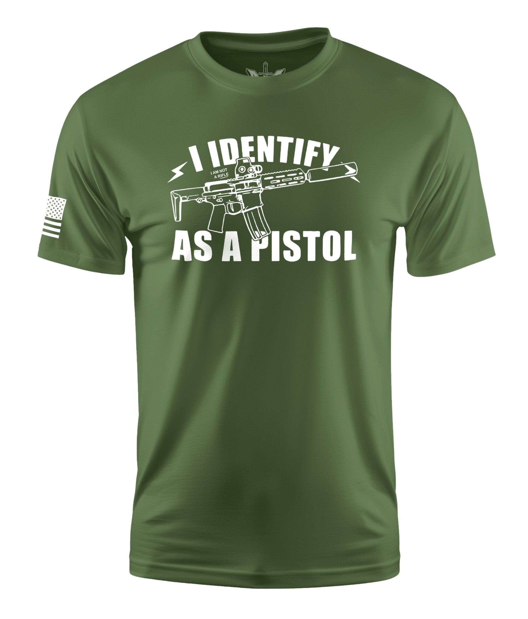 I Identify As A Pistol Short Sleeve Shirt Apparel and Accessories Military Green Cotton